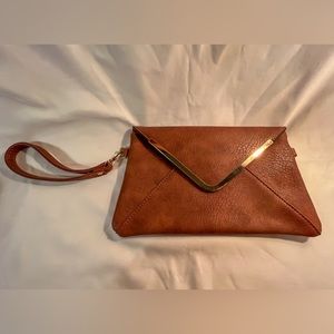 Faux Leather Clutch with Gold Accents